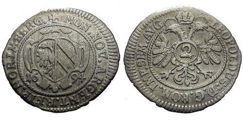 2 Kreuzer States of Germany Plata Leopoldo I de Habsburgo(1640-1705)