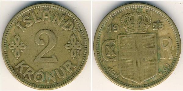 2 Krone Islanda Alluminio/Bronzo 