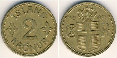 2 Krone Islandia Aluminio/Bronce 