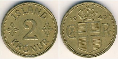 2 Krone Islandia Aluminio/Bronce 