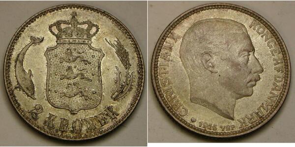 2 Krone Danemark Argent Christian X de Danemark (1870 - 1947)