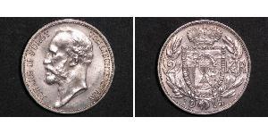 2 Krone Liechtenstein Argent Johann II, Prince of Liechtenstein (1840-1929)