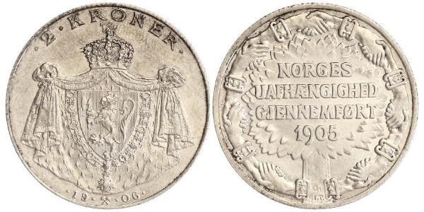 2 Krone Norvège Argent Haakon VII de Norvège (1872 - 1957)