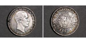 2 Krone Norvège (1905 - ) Argent Haakon VII de Norvège (1872 - 1957)