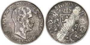 2 Krone Norvège (1905 - ) Argent Haakon VII de Norvège (1872 - 1957)