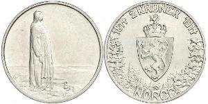 2 Krone Norvège (1905 - ) Argent Haakon VII de Norvège (1872 - 1957)