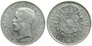 2 Krone Suède Argent Gustave V de Suède (1858 - 1950)