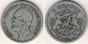 2 Krone Suède Argent Oscar II de Suède (1829-1907)