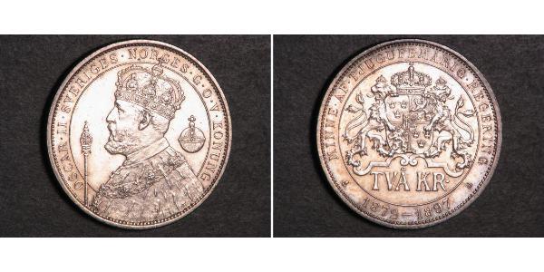 2 Krone Suède Argent Oscar II de Suède (1829-1907)