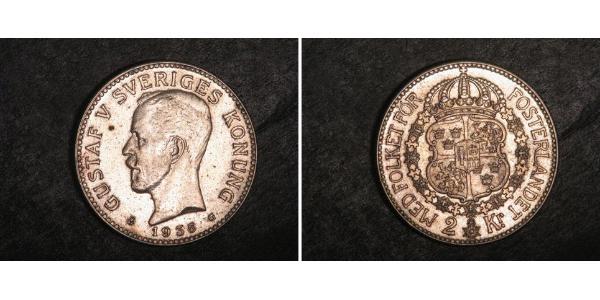 2 Krone Suède Argent Gustave V de Suède (1858 - 1950)