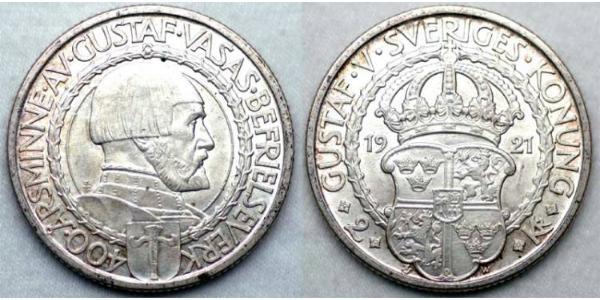 2 Krone Suède Argent 