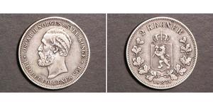 2 Krone United Kingdoms of Sweden and Norway (1814-1905) Argent Oscar II de Suède (1829-1907)