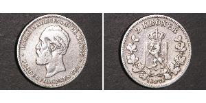 2 Krone United Kingdoms of Sweden and Norway (1814-1905) Argent Oscar II de Suède (1829-1907)