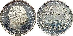 2 Krone Danimarca Argento Cristiano IX di Danimarca (1818-1906)