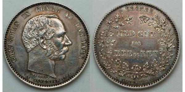 2 Krone Danimarca Argento Cristiano IX di Danimarca (1818-1906)