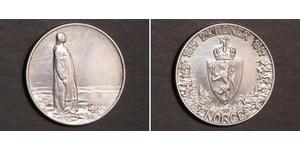 2 Krone Norvegia (1905 - ) Argento Haakon VII di Norvegia (1872 - 1957)