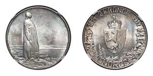 2 Krone Norvegia (1905 - ) Argento Haakon VII di Norvegia (1872 - 1957)