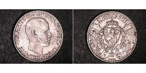 2 Krone Norvegia (1905 - ) Argento Haakon VII di Norvegia (1872 - 1957)