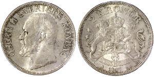 2 Krone Svezia Argento Oscar II di Svezia (1829-1907)