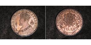 2 Krone Svezia Argento Oscar II di Svezia (1829-1907)