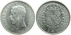 2 Krone Svezia Argento Gustavo V di Svezia (1858 - 1950)