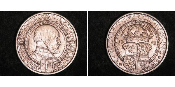 2 Krone Svezia Argento 