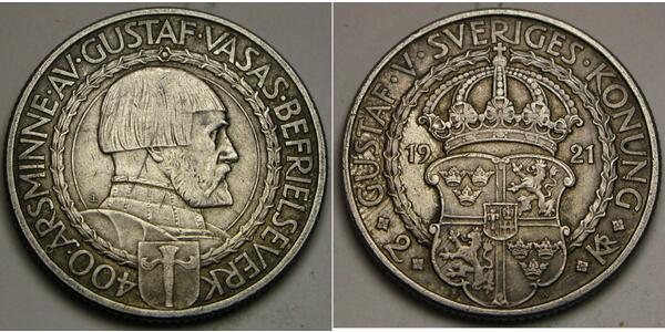2 Krone Svezia Argento 
