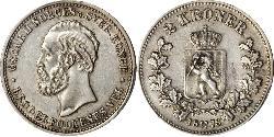 2 Krone United Kingdoms of Sweden and Norway (1814-1905) Argento Oscar II di Svezia (1829-1907)