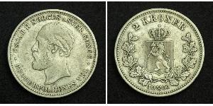 2 Krone United Kingdoms of Sweden and Norway (1814-1905) Argento Oscar II di Svezia (1829-1907)