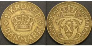 2 Krone Danemark Bronze/Aluminium 