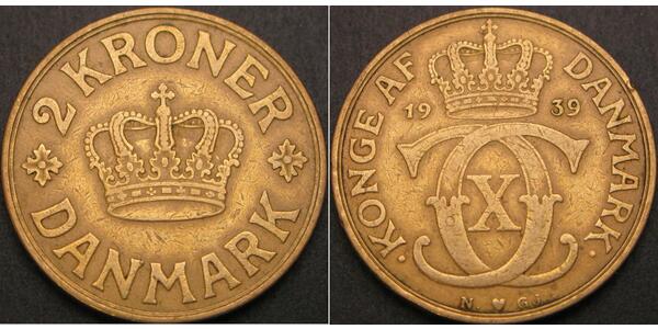 2 Krone Denmark Bronze/Aluminium 