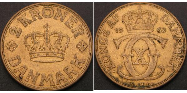 2 Krone Dänemark Bronze/Aluminium 