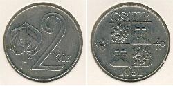 2 Krone Tschechoslowakei  (1918-1992) Kupfer/Nickel 