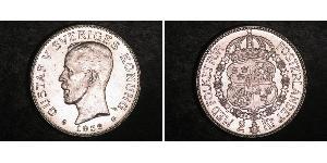 2 Krone Suecia Plata Gustavo V de Suecia (1858 - 1950)