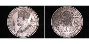 2 Krone Suecia Plata Óscar II de Suecia (1829-1907)