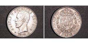 2 Krone Suecia Plata Gustavo V de Suecia (1858 - 1950)