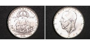 2 Krone Suecia Plata Gustavo V de Suecia (1858 - 1950)