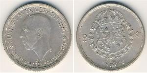 2 Krone Suecia Plata Gustavo V de Suecia (1858 - 1950)