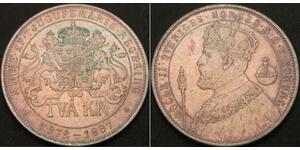 2 Krone Suecia Plata Óscar II de Suecia (1829-1907)