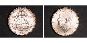 2 Krone Suecia Plata Gustavo V de Suecia (1858 - 1950)