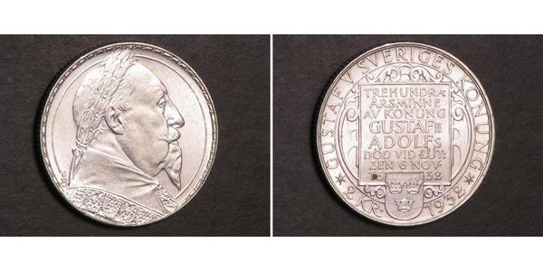 2 Krone Suecia Plata Gustavo II Adolfo de Suecia(1594 – 1632)