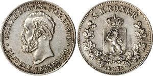 2 Krone United Kingdoms of Sweden and Norway (1814-1905) Plata Óscar II de Suecia (1829-1907)