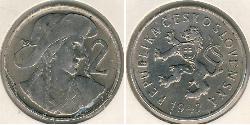 2 Krone Cecoslovacchia  (1918-1992) Rame/Nichel 