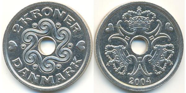 2 Krone Danimarca Rame/Nichel 
