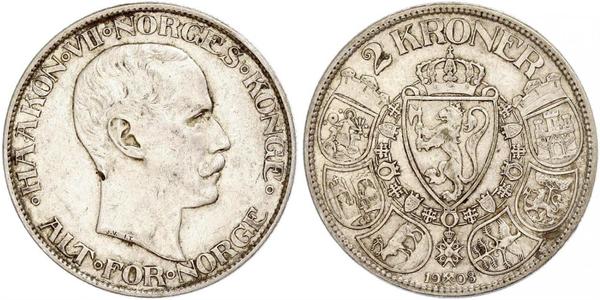 2 Krone Kongeriket Norge (1905 - ) Silber Haakon VII. (1872 - 1957)