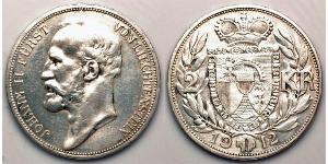 2 Krone Liechtenstein Silber Johann II, Prince of Liechtenstein (1840-1929)