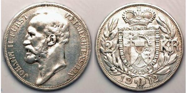 2 Krone Liechtenstein Silber Johann II, Prince of Liechtenstein (1840-1929)