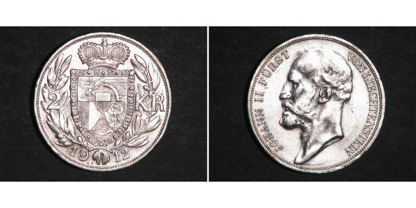 2 Krone Liechtenstein Silber Johann II, Prince of Liechtenstein (1840-1929)
