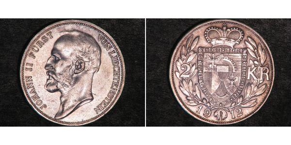 2 Krone Liechtenstein Silber Johann II, Prince of Liechtenstein (1840-1929)