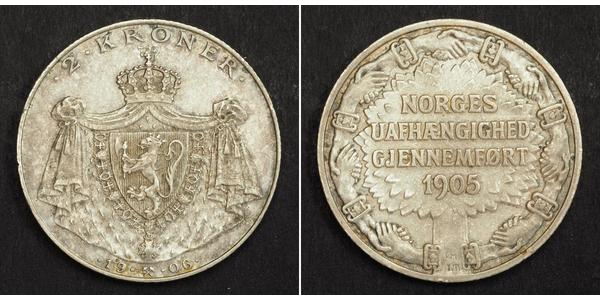 2 Krone Norwegen Silber Haakon VII. (1872 - 1957)
